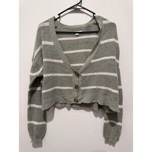 American Eagle Sage Green Striped Button Down Cardigan XS